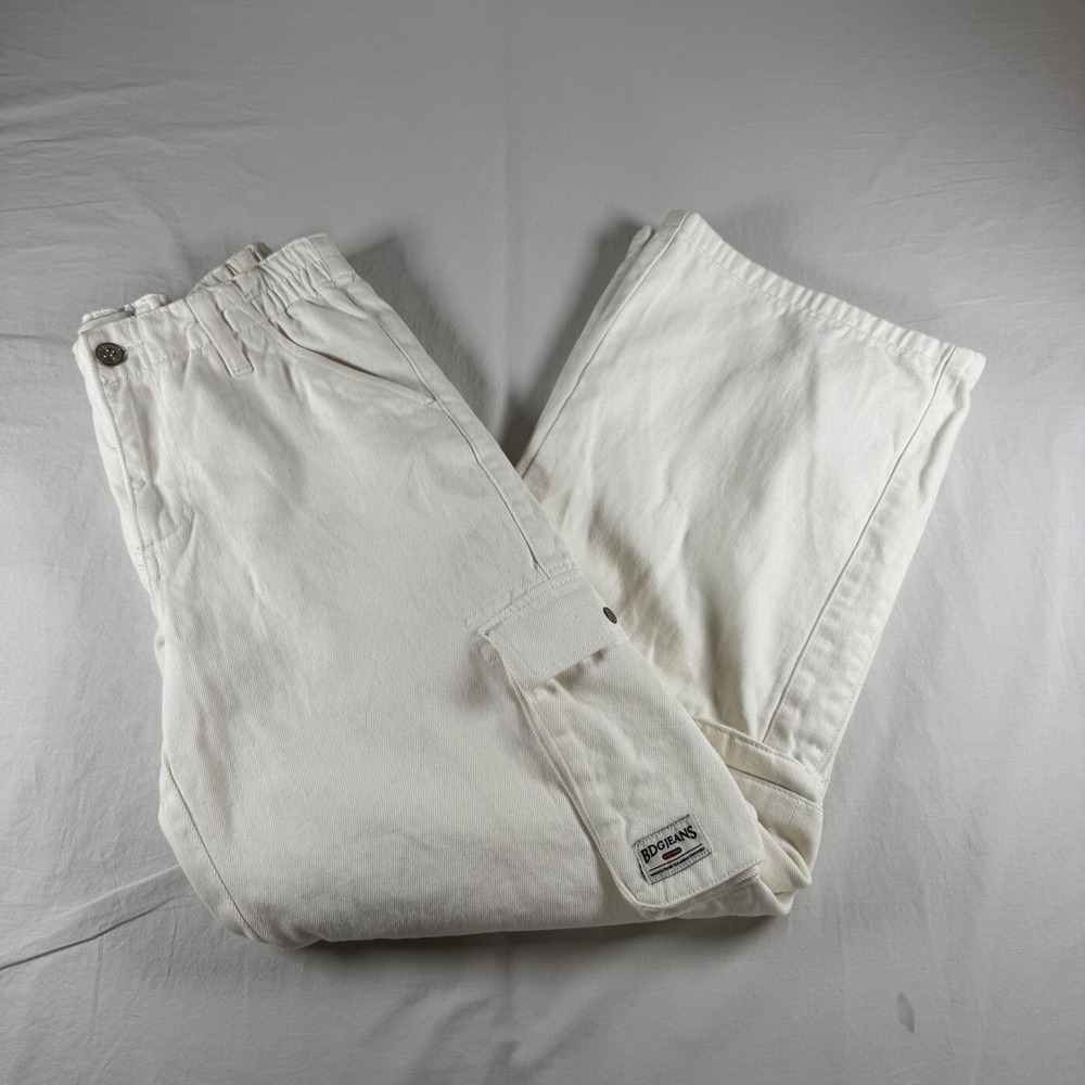 BDG Women's Size 31W White Wide Leg High Rise 100% Cotton Cargo Jeans